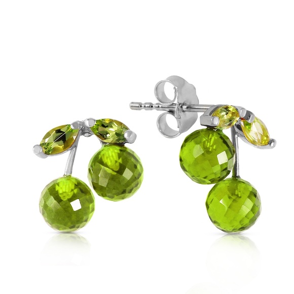 14K. SOLID GOLD EARRINGS WITH NATURAL PERIDOTS - Picture 2 of 5